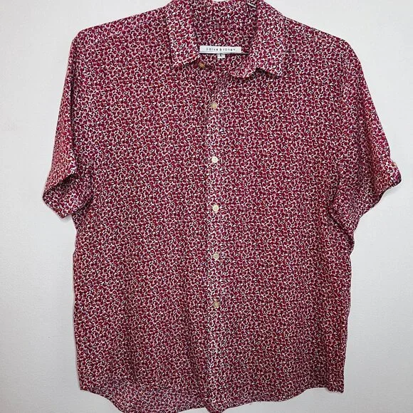 Parke & Ronen Red Apples S/S Buttoned Down Shirt - Sz. L - Picture 1 of 6